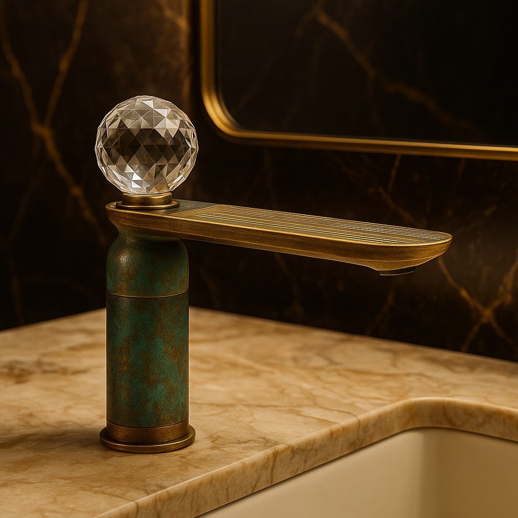 Hospitality touchless faucet with satin metallic finish